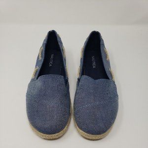 NAUTICA Rudder Blue Casual Slip On Boat Deck Shoes Rope Heel Size 8.5